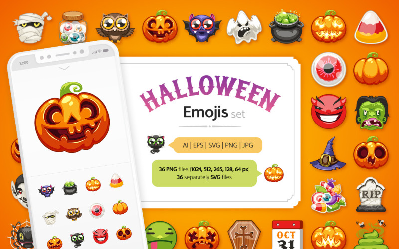 Halloween hangulatjelek beállítása ikonra