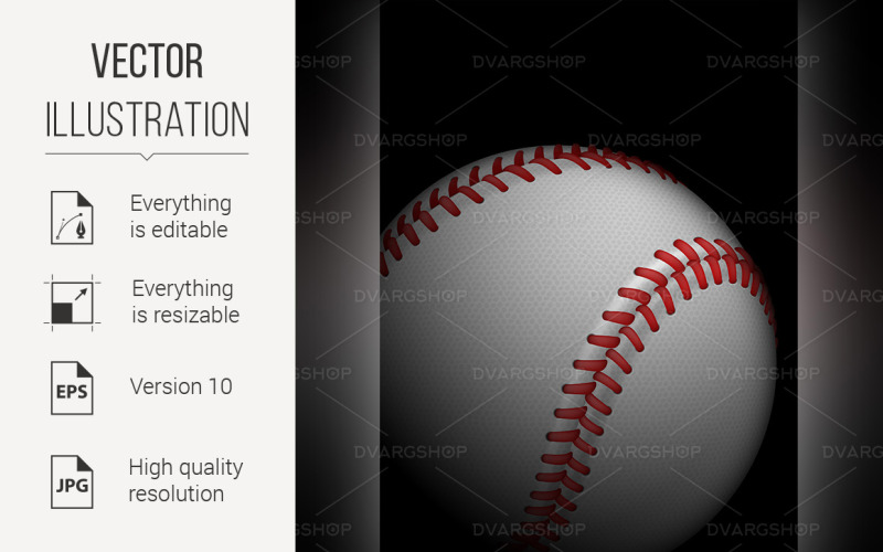 Hochdetailliertes Baseball - Vektorbild
