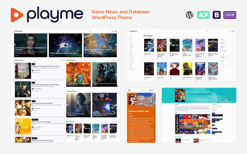 PLAYME - Oyun Haberleri ve Veritabanı WordPress Teması