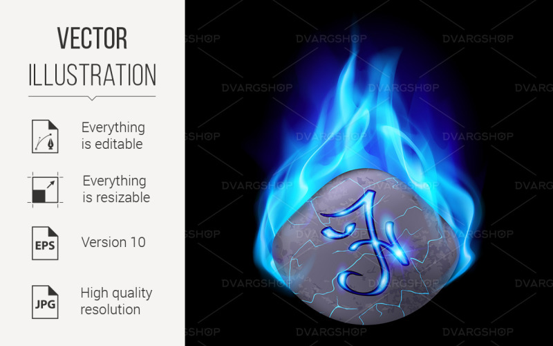 Download Vector "Runic Stone - Vector Image" / Runic Stone - Vector Image - Vector на тему графика burning,blue,stone,runic,mysterious,runes,quadrangular,flame,magic,rune,dark,shape,abstract,illustration,history,art,sign,craft,culture,mineral