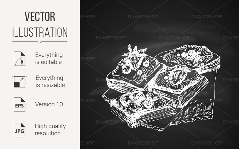 Download Vector "Sketch of Food - Vector Image" / Sketch of Food - Vector Image - Vector на тему графика sketch,food,chalkboard,berries,delicious,chalk,cooked,bakery,gourmet,puff,flour,cake,strawberry,closeup,afters,nourishment,breakfast,strudel,eat,healthy