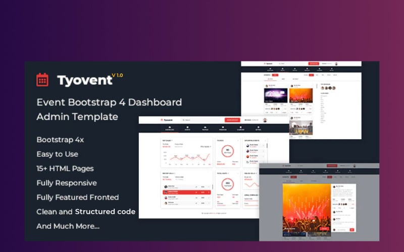 Tyovent - Event Management Dashboard Admin Template