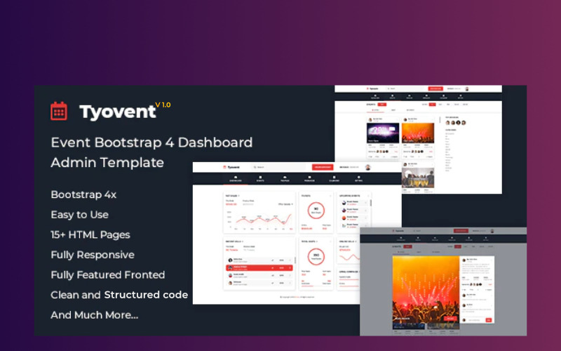 Tyovent - Modello di amministrazione del dashboard di gestione degli eventi