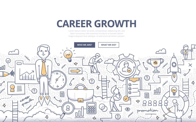 Download Vector "Career Growth Doodle Concept - Vector Image" / Career Growth Doodle Concept - Vector Image - Vector на тему графика vector,abstract,professional,promotion,corporate,business,background,illustration,progress,growth,employment,occupation,goal,success,motivation,doodle,job,leadership,challenge,concept,career,