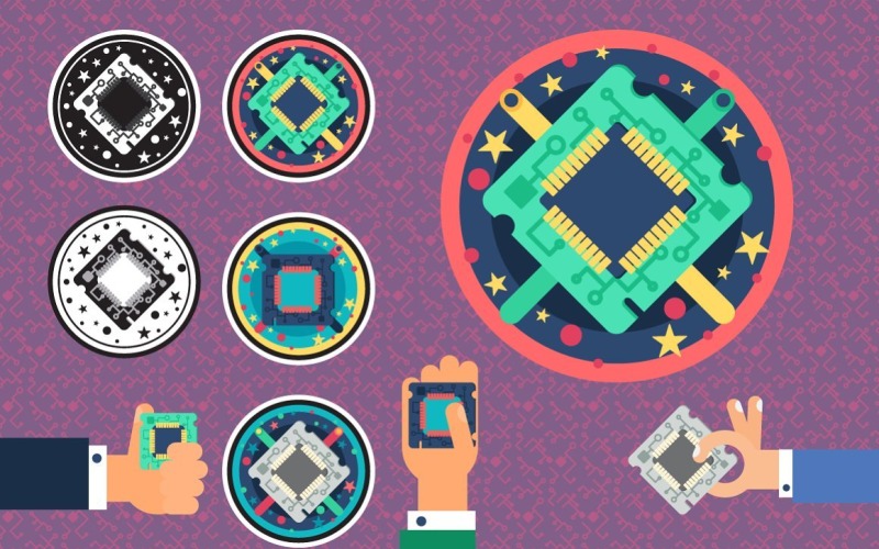 Download Vector "Computer Processor Chip - Vector Image" / Computer Processor Chip - Vector Image - Vector на тему графика processor,circuit,symbol,digital,technology,microchip,computer,microprocessor,energy,core,system,chipset,pc,electronic,device,hardware,tech,cpu,chip,business