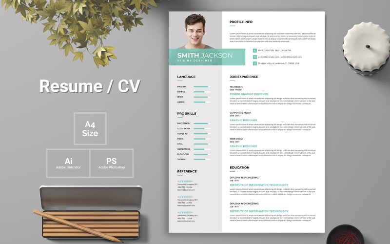 Download Резюме "Modern Resume Template" / Modern Resume Template - Резюме на тему графика resume,design,template,cv,identity,graphics