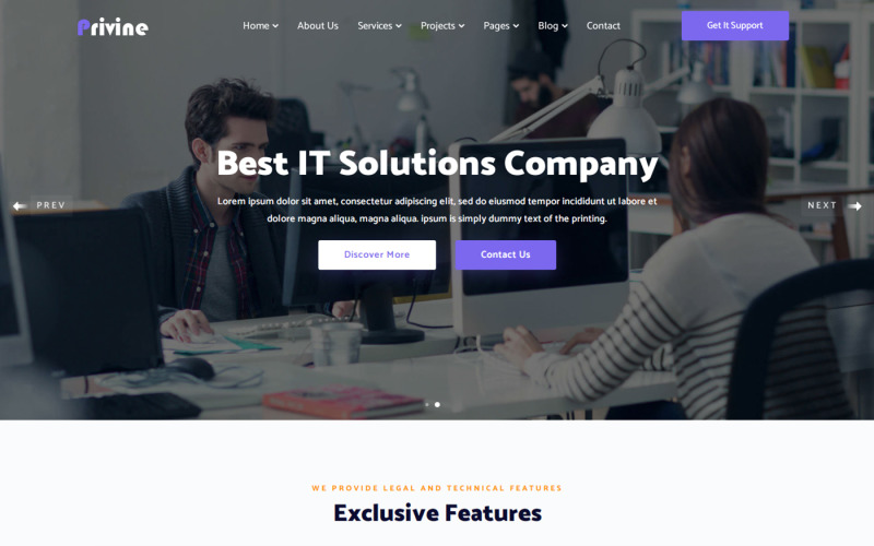 Privine - Plantilla de sitio web de soluciones de TI y servicios empresariales