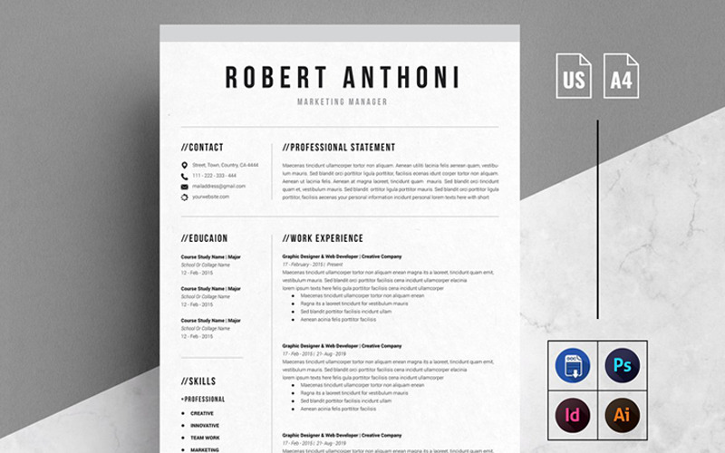 Robert Anthony - CV-sjabloon voor webontwikkelaars