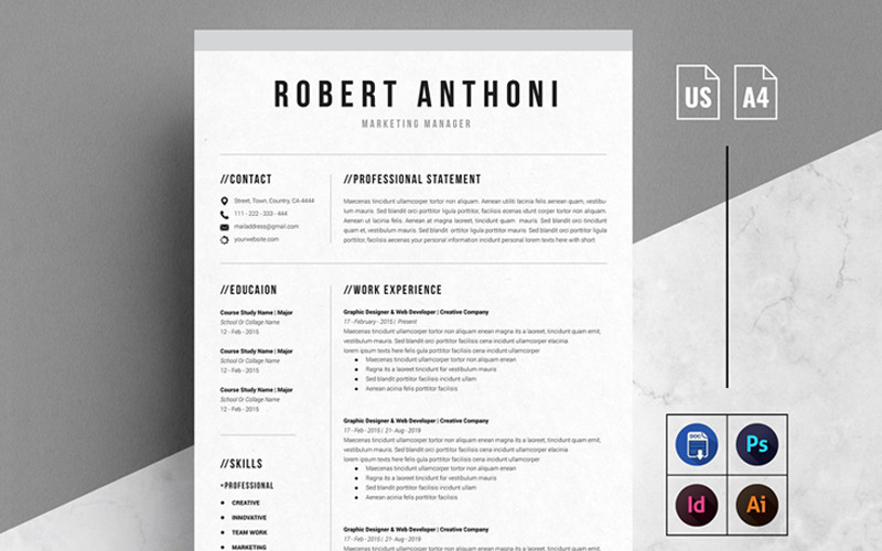 Robert Anthony - Modèle de CV de développeur Web