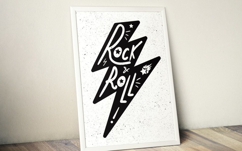 Download Vector "Rock and Roll In Thunderbolt - Vector Image" / Rock and Roll In Thunderbolt - Vector Image - Vector на тему графика illustration,music,rock,vector,roll,symbol,poster,grunge,vintage,design,graphic,sign,metal,retro,concert,text,banner,festival,art,typography