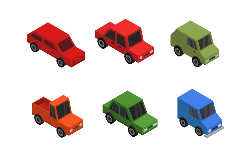 Set Of Isometric Cars - Vector Image