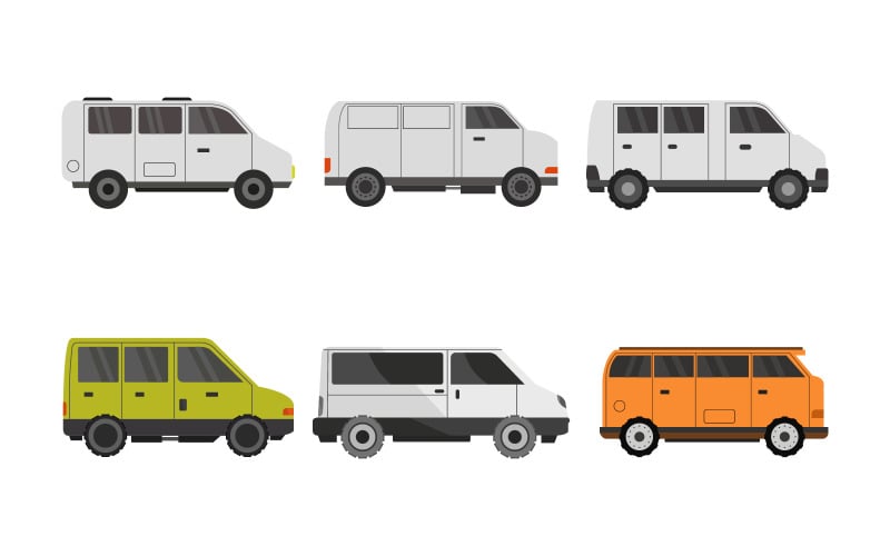 Download Vector "Set Of Vans - Vector Image" / Set Of Vans - Vector Image - Vector на тему графика illustration,transportation,delivery,cargo,vector,design,car,vehicle,truck,commercial,auto,transport,wheel,automobile,heavy,traffic,trucking,profile,business,van