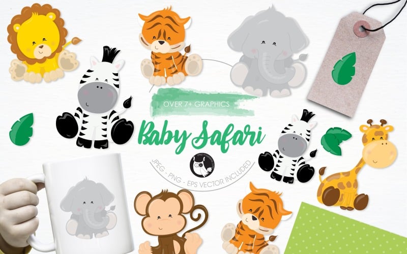 Baby Safari Animals Clipart - Vector Image