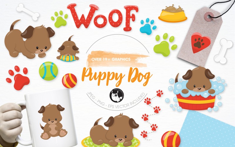 Puppy Hond Illustratie Pack - Vector Afbeelding