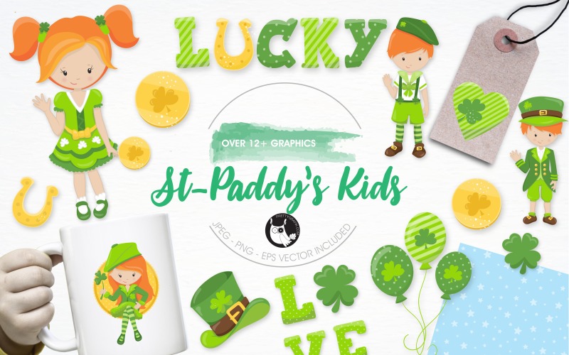 Download Vector "St-Paddy's Illustration Pack - Vector Image" / St-Paddy's Illustration Pack - Vector Image - Vector на тему графика illustration,vector,graphics,clipart,clip art,gold,icons,lucky,charm,eps,balloons,prettygrafik,st-patricks day,four leaf clover,horse shoe