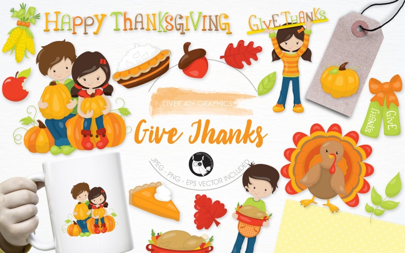Download Vector "Thanksgiving Illustration Pack - Vector Image" / Thanksgiving Illustration Pack - Vector Image - Vector на тему графика illustration,cooking,vector,clipart,holiday,clip art,apple,leaves,leaf,pie,pumpkin,turkey,thanksgiving,corn,husks