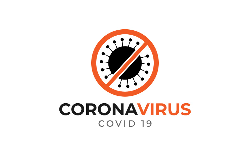 停止冠状病毒Covid设计徽标模板