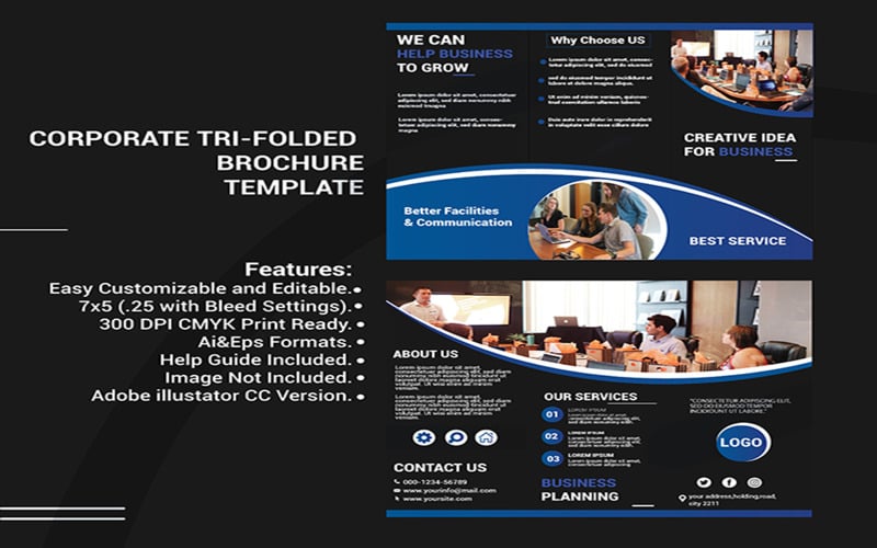 Download Фирменный стиль "Tri-Folded Brochure - Corporate Identity Template" / Tri-Folded Brochure - Corporate Identity Template - Фирменный стиль на тему графика abstract tri fold,agency,brochure,brochure template,business,clean,corporate,creative,creative design,design,elegant,flexible,green brochure,illustrator,marketing,minimal,modern,multi use,mul