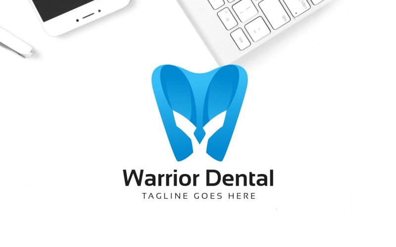 Download Шаблон логотипа "Warrior Dental Logo Template" / Warrior Dental Logo Template - Шаблон логотипа на тему графика dental,tooth,icon,dentist,care,illustration,symbol,logo,health,person,graphic,medicine,medical,doctor,vector,template,sword,sign,black,warrior