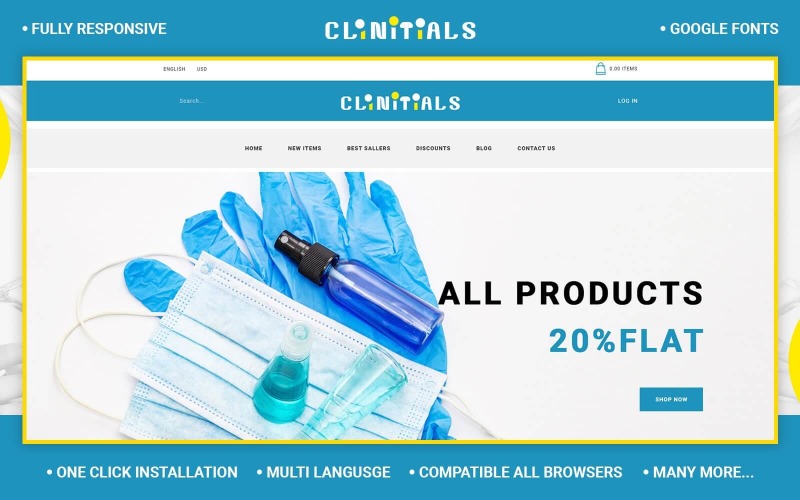 Clinitials - Modèle OpenCart de Sanitizer Store