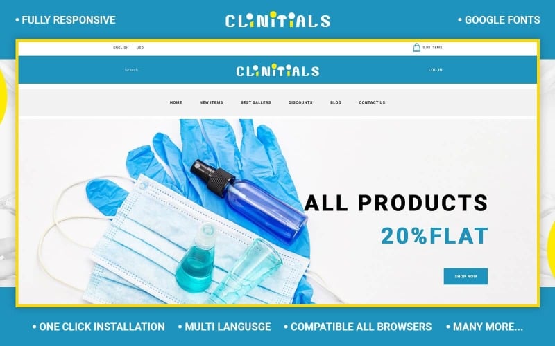 Clinitials - Sanitizer Store OpenCart Template