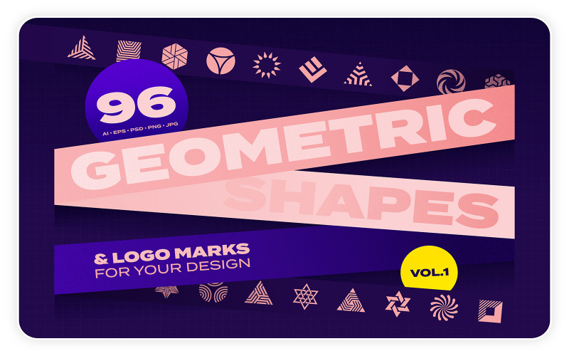 96 Sammlung geometrischer Formen und Logo-Markierungen Vol1 - Vector Image