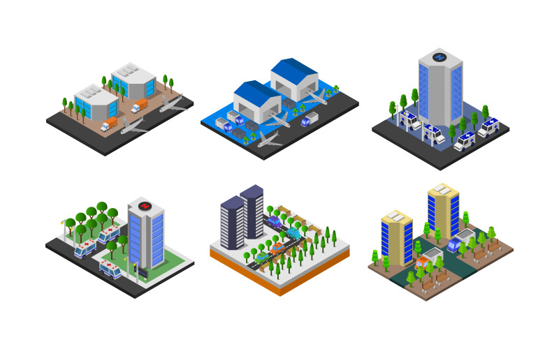 Download Vector "Isometric Buildings Set In - Vector Image" / Isometric Buildings Set In - Vector Image - Vector на тему графика apartment,illustration,set,factory,architecture,vector,construction,design,street,house,concept,city,object,skyscraper,isometric,element,building,icons,abstract,car