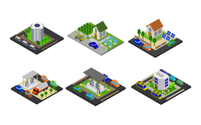 Download Vector "Isometric Buildings Set - Vector Image" / Isometric Buildings Set - Vector Image - Vector на тему графика apartment,illustration,set,factory,architecture,vector,construction,design,street,house,concept,city,object,skyscraper,isometric,element,building,icons,abstract,car