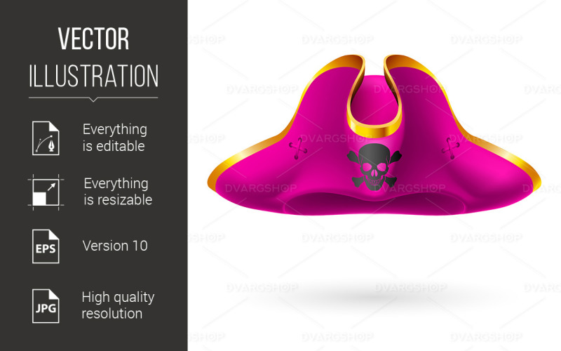 Download Vector "Pirate Cocked Hat - Vector Image" / Pirate Cocked Hat - Vector Image - Vector на тему графика hat,pirate,magenta,cocked,crossed,skull,symbol,danger,menswear,hell,dead,scary,wear,death,dreadful,headgear,gloomy,piracy,fatal,human