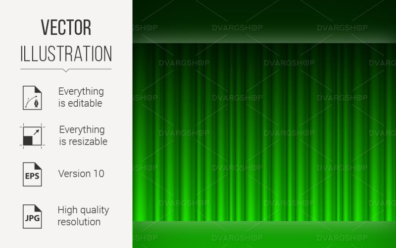 Download Vector "Realistic Green Curtain - Vector Image" / Realistic Green Curtain - Vector Image - Vector на тему графика curtain,green,realistic,open,background,party,elegant,acting,performance,speech,drama,cover,frame,velvet,material,show,silk,entrance,light,front