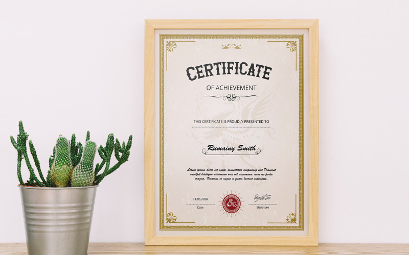 Download Шаблон сертификата "Romainy Achievement Certificate Template" / Romainy Achievement Certificate Template - Шаблон сертификата на тему графика certificate template,achievement,appreciation,award,recognition,completion,multipurpose,diploma,ms word,photoshop,printable,creative