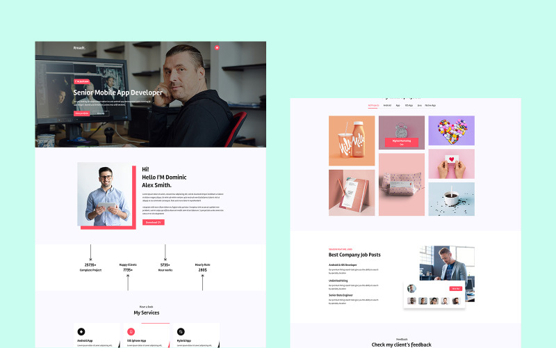Rroadt-Personal Cv резюме PSD шаблон