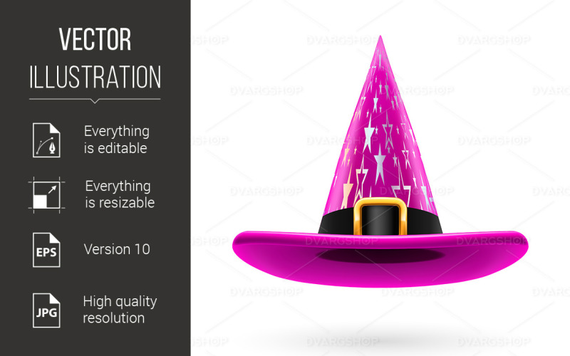 Download Vector "Witch Hat - Vector Image" / Witch Hat - Vector Image - Vector на тему графика hat,witch,magenta,ornament,golden,silver,hatb,buckle,fancy,vector,fashion,headgear,sorceress,holiday,sorcerer,clothing,witchcraft,costume,dress