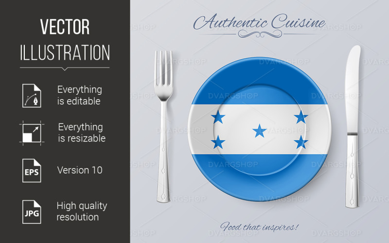 Аутентичная кухня Гондураса - векторное изображение