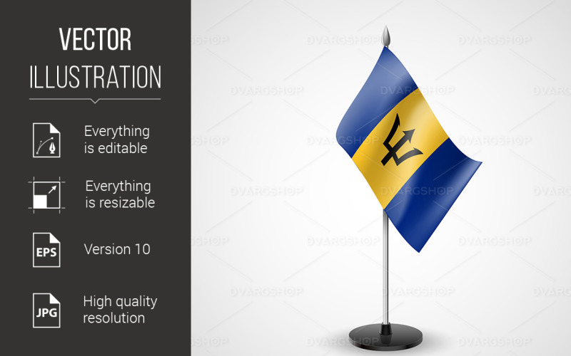 Bandera de mesa estatal de Barbados - Imagen vectorial