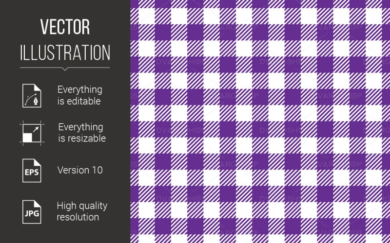 Download Vector "Fabric Texture - Vector Image" / Fabric Texture - Vector Image - Vector на тему графика traditional,gingham,pattern,fabric,texture,seamless,violet,white,checks,weave,abstract,surface,plaid,drapery,design,table,cooking,repeat,wallpaper,cloth
