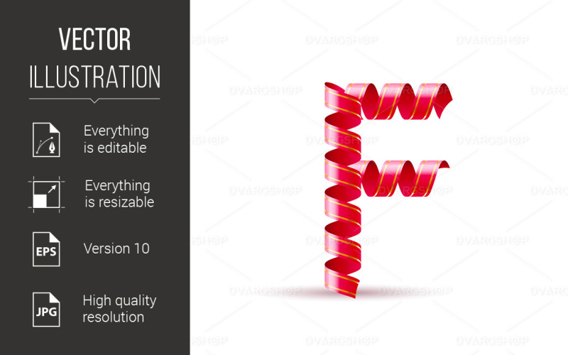 Download Vector "Festive Alphabet - Vector Image" / Festive Alphabet - Vector Image - Vector на тему графика ribbon,red,font,festive,alphabet,letter,shiny,curled,garl,design,present,sign,bright,wrapping,type,party,new year,elegant,golden,element