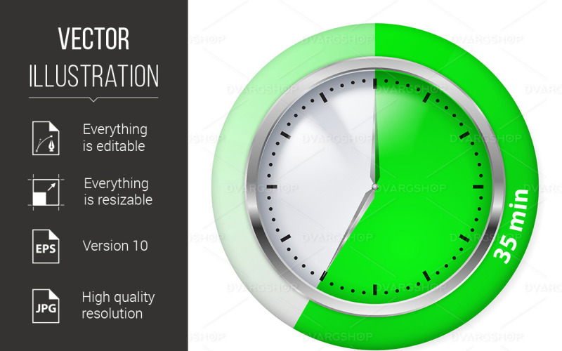 Download Vector "Green Timer Icon - Vector Image" / Green Timer Icon - Vector Image - Vector на тему графика icon,white,green,timer,clock,illustration,circle,pointer,concepts,isolated,meter,measure,vector,design,stopwatch,measurement,round,side,fast,numbers