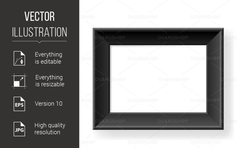 Download Vector "Realistic Black Frame - Vector Image" / Realistic Black Frame - Vector Image - Vector на тему графика black,frame,realistic,background,white,picture,illustration,portrait,retro,decor,modern,elegant,advertising,exposition,square,light,interior,border,gallery,art