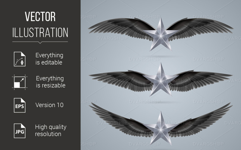 Download Vector "Rock Star - Vector Image" / Rock Star - Vector Image - Vector на тему графика rock,star,music,gray,wings,painted,freedom,culture,shiny,ideas,sign,fear,label,black,shape,sound,popular,concepts,grunge,musical