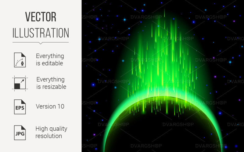 Download Vector "Space Background - Vector Image" / Space Background - Vector Image - Vector на тему графика planet,dark,shower,space,flare,with,background,green,radiance,star,beam,astral,glow,rain,fiction,abstract,sphere,astrology,sparkle,phase