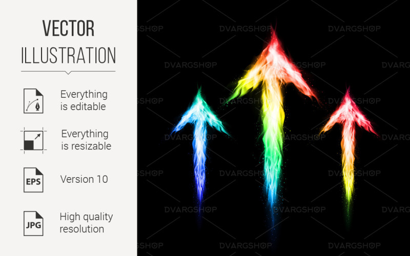 Three Colorful fire Arrows Directed Upward - Vector Image