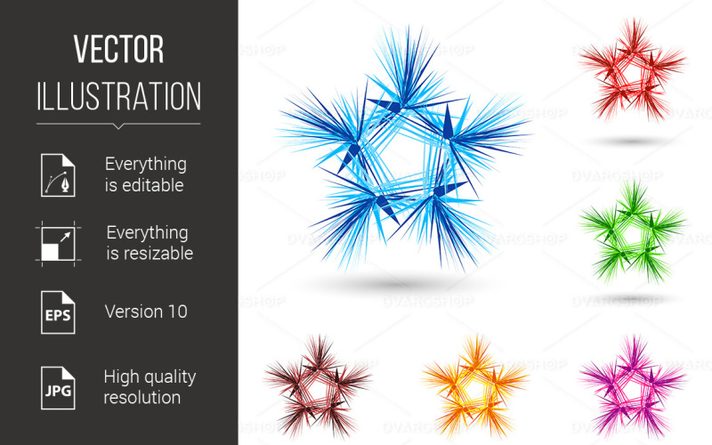 Download Vector "Abstract Fluffy Star - Vector Image" / Abstract Fluffy Star - Vector Image - Vector на тему графика star,fluffy,abstract,white,color,pattern,dynamic,set,abstraction,form,spike,design,graphic,variation,barb,sign,emblem,colorful,shape