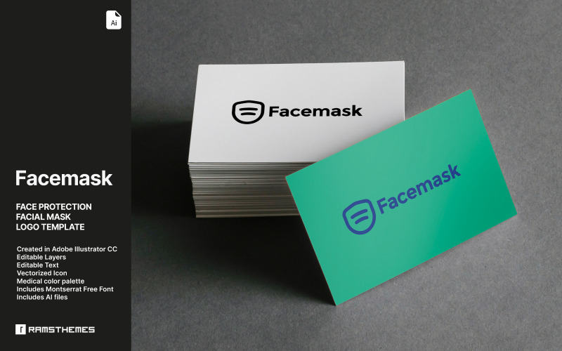 Ansiktsmask - Logotypmall för skydd av ansiktsmask