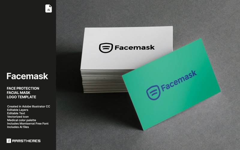 Facemask - obličejová maska ochrana Logo šablona
