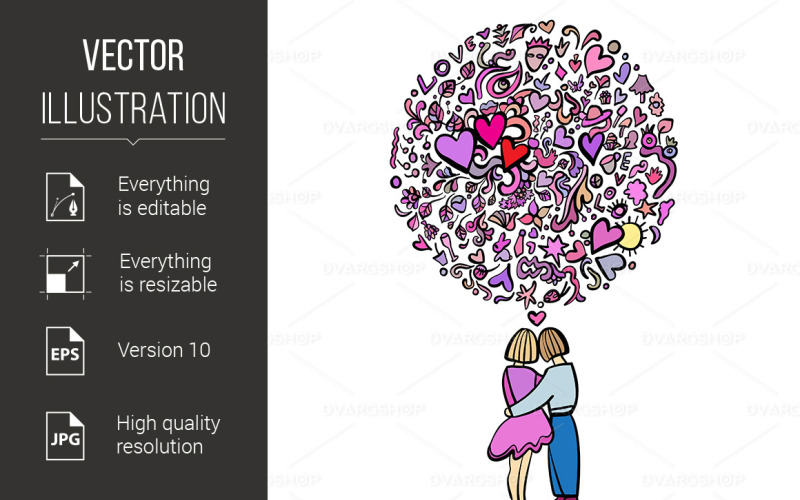 Download Vector "Loving Couple - Vector Image" / Loving Couple - Vector Image - Vector на тему графика couple,love,doodle,loving,illustration,abstract,beauty,holiday,greeting,wedding,two,background,cute,heart,character,invitation,element,girl,concept,young