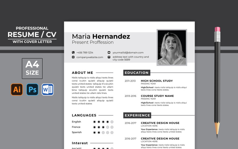Šablona životopisu Maria Hernandez Professional