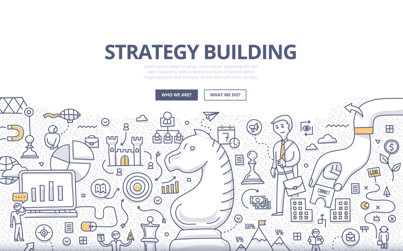Download Vector "Strategy Building Doodle Concept - Vector Image" / Strategy Building Doodle Concept - Vector Image - Vector на тему графика hand,abstract,management,business,marketing,background,chart,illustration,graph,growth,chess,connection,banners,idea,success,direction,doodle,innovation,strategy,leadership,financial,challeng