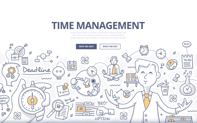 Time Management Doodle Concept - Vector Image