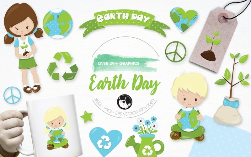 Earth day illustration pack - Vector Image